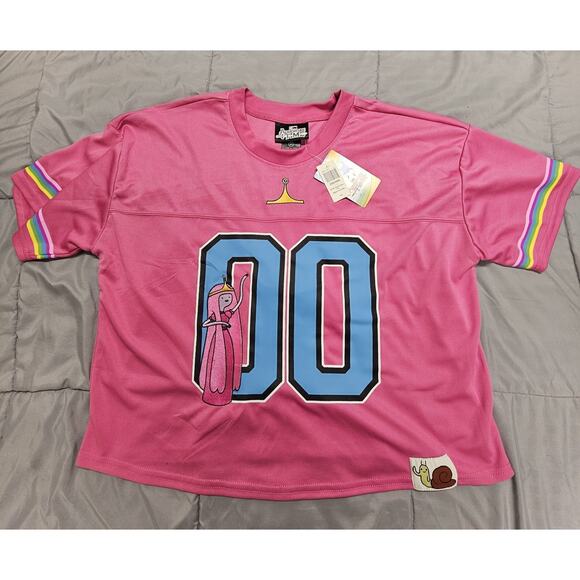 Adventure Time Princess Bubblegum Women’s Cropped Football Jersey 2xl Fin Jake - Picture 1 of 9